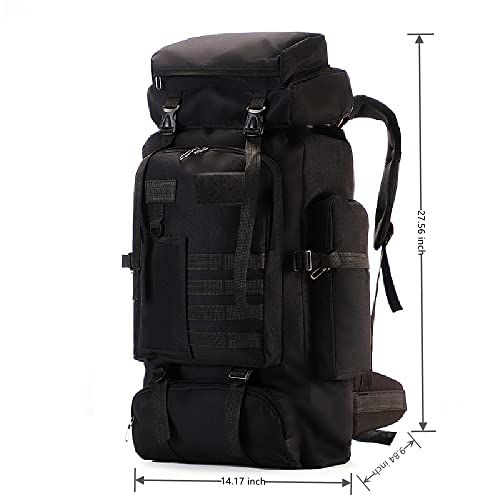 Klzwm Waterproof Outdoor Military Tactical Backpack For Camping Hiking Fishing, 80L Large Capacity Daypack, Durable Sports Backpack (Black) #TOP1