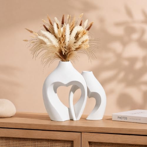 Jarrones blancos para decoración de mesa estables que no se vuelcan 8