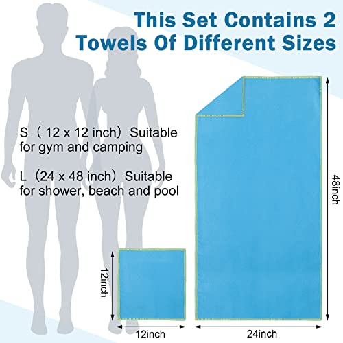 Oudain 6 Set Quick Dry Towel 12 Pack Fast Drying Towels 2 Size Microfiber Travel Towels Absorbent Compact Dry Towel For Camping Hiking Swim Beach Gym Backpacking Yoga With Mesh Bag #TOP1