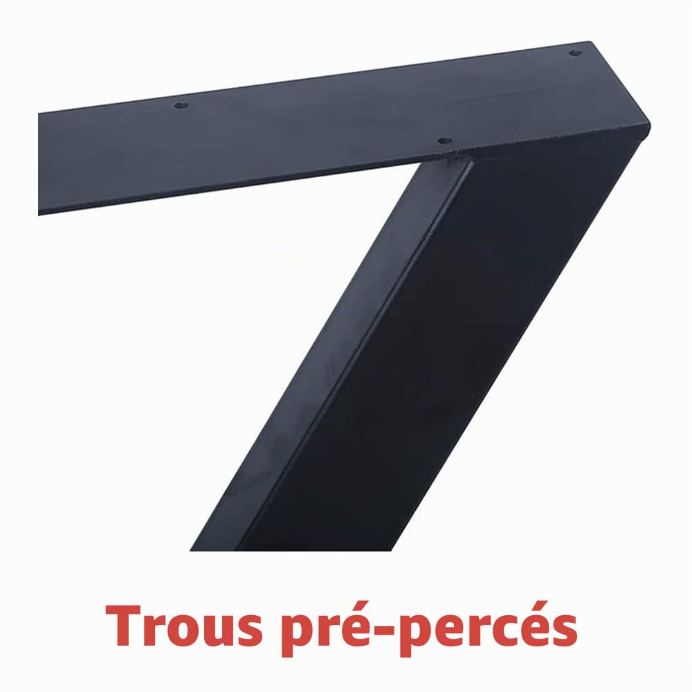 Fayelong Lot de 2 pieds de table industriels en acier X-Frame - Hauteur 70 cm x largeur 50 cm - Noir - Capacité de 200 kg - Facile à assembler