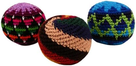 Fair Trade Hacky Sack Three Piece Set 100% Cotton Crochet Assorted