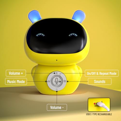 Image of Mirana Mr. Robot | Smart Interactive Talkback Toy for Kids | USB Rechargeable Type-C | in-Built Music | Best Gift for Boys & Girls 2 3 4 5 6 7 8+ Years (Yellow)