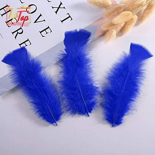 TIPTOP DECORATION Natural Dyed Flat Fluffy Turkey Feathers (10 Pieces) (Midnight Blue, 5-6 Inches) 3