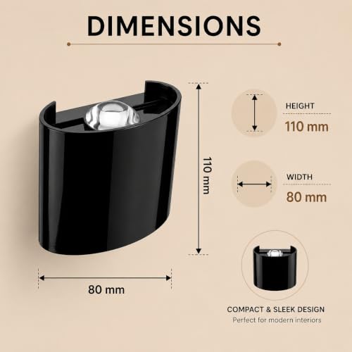Image of 4W LED Up Down Wall Light, IP65 Waterproof Outdoor Lamp, Warm White 3000K, Modern Exterior Wall Sconce for Balcony, Porch, Garden, Gate, Staircase & Home Decor, Black Pack of (1)