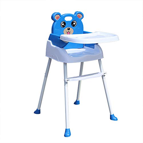 Hochstuhl,Lightakai 4-in-1 Babyhochstuhl Höhenverstellbar Babyhochsitz Kombihochstuhl Niedlich Babyhochsitz Klappbar mit Sicherheitsgurt und Abnehmbares Tablett Kinder Sitz bis 15 kg (Blau) Cover