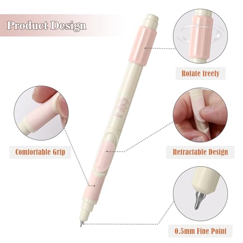 BAYTORY 8 Pcs Fidget Spinning Gel Pens 0.5mm Tinta Negra miniatura 5