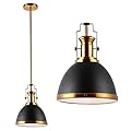 JONATHAN Y JYL9535A Homer 10" 1-Light Modern Industrial Iron LED Dome Pendant, Bohemian, Classic, Cottage, Farmhouse, Industrial, Rustic, Transitional, Dining Room, Kitchen, Foyer, Black/Brass Gold