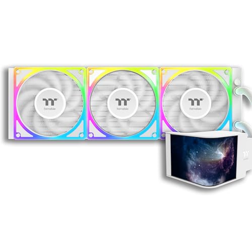 Image of Thermaltake MAGCurve 360 Ultra CPU Liquid Cooler; Intel /AMD Compatible; 3x120mm 500~2500rpm TOUGHFAN EX ARGB;MAGForce 2.0; 6.67 inch AMOLED 60Hz;Swappable Fan Blades;TT RGB Plus 3.0; Snow;CL-W454-PL12SW-A