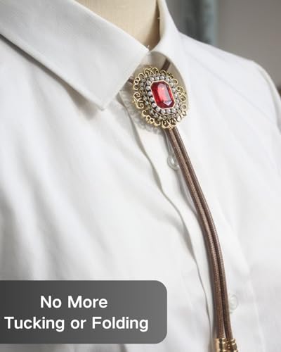 Image of PEARLY JUN Bolo Tie for Men Women Rhinestone Cowboy Brown Country Style Handmade Leather String Rodeo Festive Days Gifts