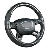 「ティエスオ」 トヨタ ルーミー ハンドルカバー ステアリングカバー O型 ツートン 握りやすい 薄いタイプ 潤い手触り 滑り止め 耐熱 レザー 車用品 カーアクセサリー 1P ブラック&カーボン調 ZF-OS