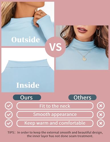 Ekouaer Turtleneck Shirt Women Long Sleeve Mock Neck Slim Fit Tops Thermal Base Layer Soft Lightweight Stretch Undershirts2