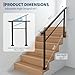 IDEALHOUSE 5 Step Outdoor Stair Handrail Kit, Black Aluminum & Iron Construction for Porch Steps, Easy Tool-Assembly Safety Railing, All Hardware & Gloves Included (1 Pack)