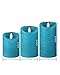 Aku Tonpa Flameless Candles Battery Operated Pillar Real Wax Electric LED Candle Gift Sets with Remote Control Cycling 24 Hours Timer (Blue Regular Textured)