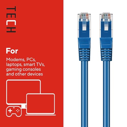 Cable Ethernet Staples TECH CAT-6 100 ft RJ45 Azul miniatura 4