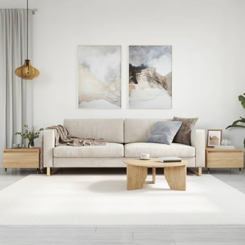 EDNRSOG Lot de 2 tables basses modernes en bois avec pieds en métal et tiroir, table basse en chêne Sonoma avec espace de rangement, table d'appoint 50 x 46...