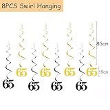 Elicola 65th Birthday Decoration Kit, Happy 65th Birthday Banner Bunting Swirls Streamers, Triangle Flag Banner for Party Decorations Supplies Black and Gold - Image 3