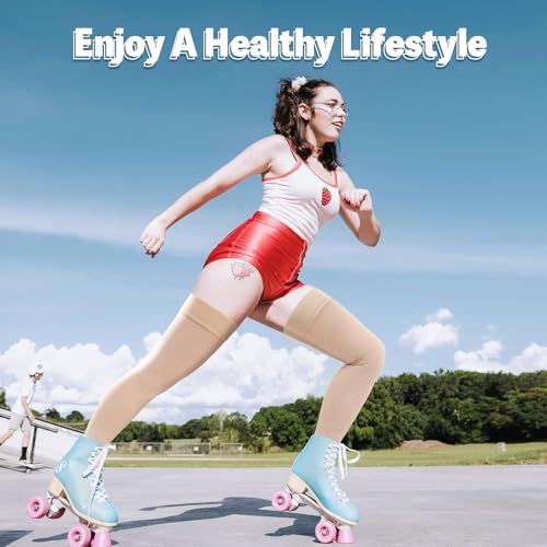 Image of 20-30 mmHg Compression Stockings for Women & Men,Thigh High Medical Compression Socks,Support Graduated Compression Hose Sock for Treatment Varicose Veins Swelling-Closed Toe /Open Toe /Footless