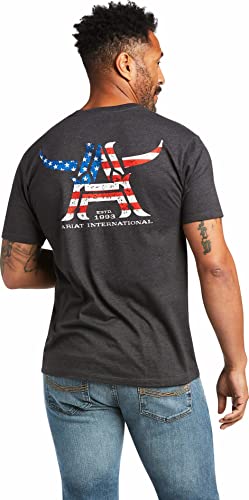 Ariat Men's Mns Longhorn Ss T-Shrt Char Hth, Crystal Blue, Large #TOP1