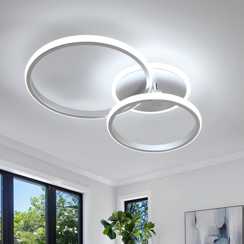 DELIPOP Plafoniera LED Soffitto, 42W 4700LM Lampada da Soffitto Moderna, Lampadario Rotondo LED Bianco in Acrilico per Soggiorno Camera da Letto Cucina Sala da Pranzo, Bianco Freddo 6500 K