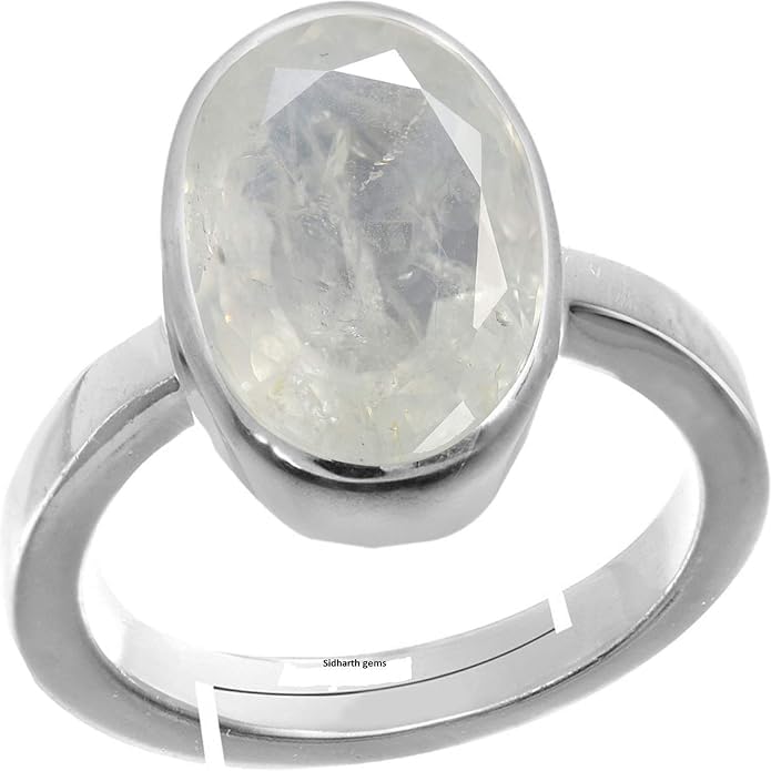 Pierre saphir blanc bague ajustable argent véritable lien sacré avec la nature