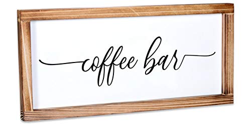 Coffee Bar Sign Decor 8x17 Inch - Coffee Sign, Coffee Decor for Coffee Bar Accessories, Coffee Table Decor, Coffee Wall Sign, Coffee Bar Sign White, Coffee Bar Decor Farmhouse Sign, Home Bar Decor