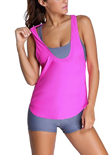 Sidefeel Women Tribal Printed Swimsuit Set with Sport Bra X-Large Rosy Sidefeel Women Tribal Printed Swimsuit Set with Sport Bra X-Large Rosy