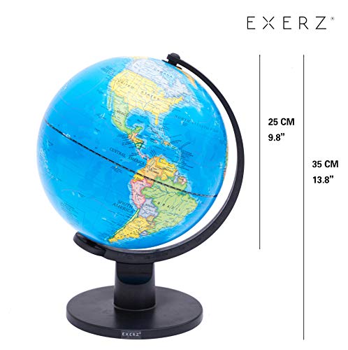 Exerz Educational World Globe (Large 25cm) Swivel Rotating Globe - Dia 25cm - Thumbnail 4