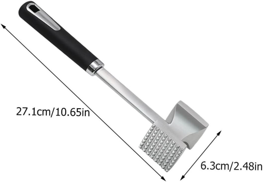 Generic 1Pc Meat Tenderizer Hammer Dual Sided Kitchen Mallet for Beef Chicken and Pork Ergonomic Grip Dishwasher Black Handle Meat Pounder Tool