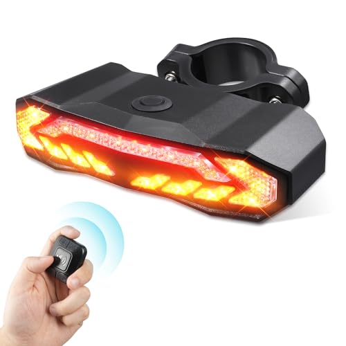 Smart Bike Taillight USB Rechargeable Loud Bike Horn for Night Riding Remote Control Waterproof Bicycle Rear LED Lights Brake Light Turn Signals Bike Accessories Anti-Theft Alarm for Road Dirt Ebike