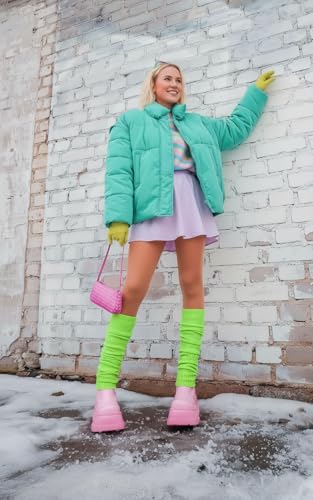 Image of v28 Women Warm Leg Warmers 80s Retro Party Costume Knit Ballet Neon Long Socks
