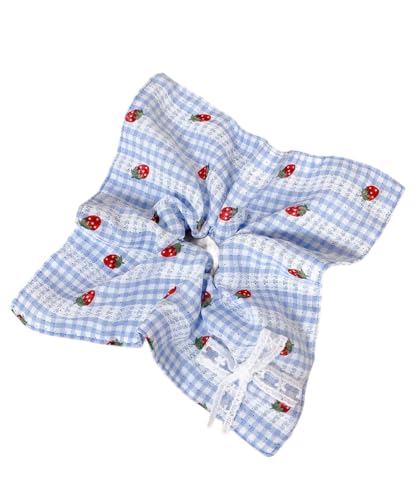 Strawberry Hair Scrunchies Girls Fruits Ponytail Holder Strawberry Hair Scrunchy Ties BW61 (B2-Square)