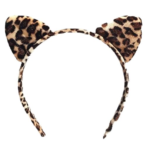 ASREJUR Cute Leopard Ears Headband Soft Furry Leopard Print Headband Fashion Hair Bands Accessories Fluffy Animal Ears Hair Band for Costume Party Halloween Christmas Cosplay Face Washing Kids Adults