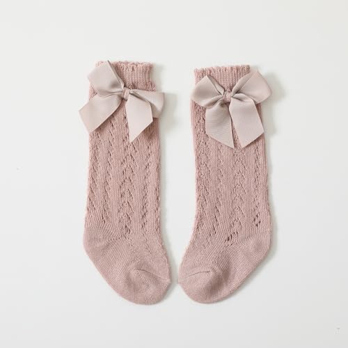 Baby Girls knee high socks Toddler Bow Mesh Breathable Dress Socks Kids Cotton Tube Uniform Stockings3