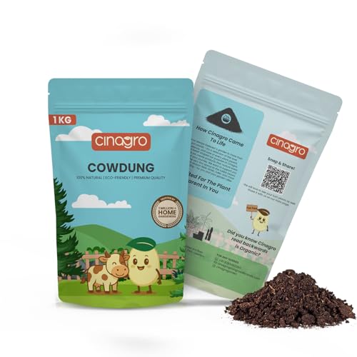 Image of Cinagro Organic Cowdung Manure 1 Kg Fertiliser, 100% Natural Growth Booster | Nutrient Rich Fertiliser, Compost for Home Garden, Improves Plant Health