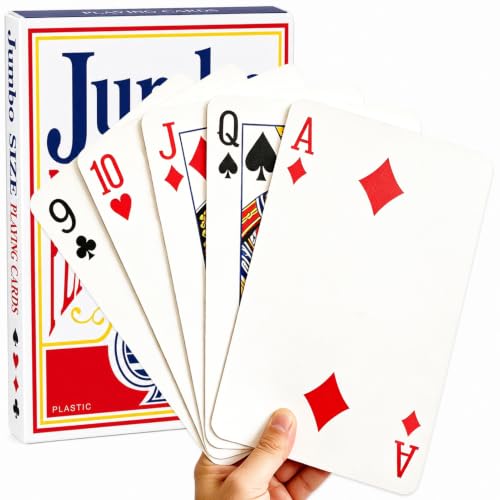 Gansita Jumbo Large Playing Cards 8 x 11 Inch Giant Deck of Print Thick Poker Card Oversized Full Deck Huge Poker for Theme Party Decorations Birthday Game Night Party Decor (8 x11 inch)