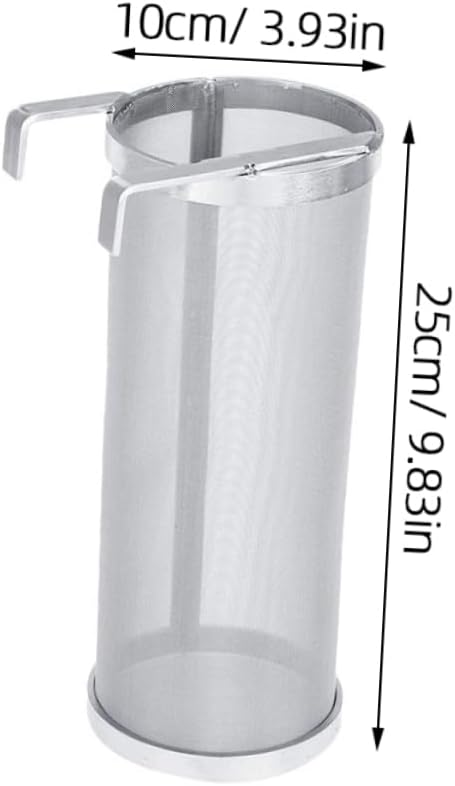 1Pc Stainless Steel Wine Filter Barrel with Hook Handle Kitchen Filter for Home Brewing Easy to Clean Hop Strainer for Wine and Beer Making Design for Sediment