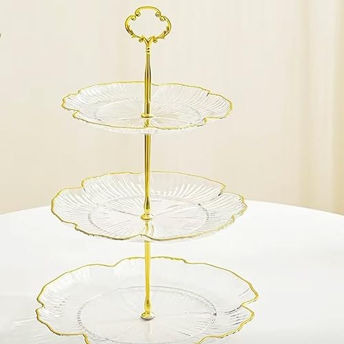 Image of Jamboree!!! 3 Layers Golden Plated Plastic Cupcake Stand Dessert Plate Mini Cake Fruit Candy Display Tower Reusable Layered Set (3 Layer Golden Plated Plastic Cupcake)