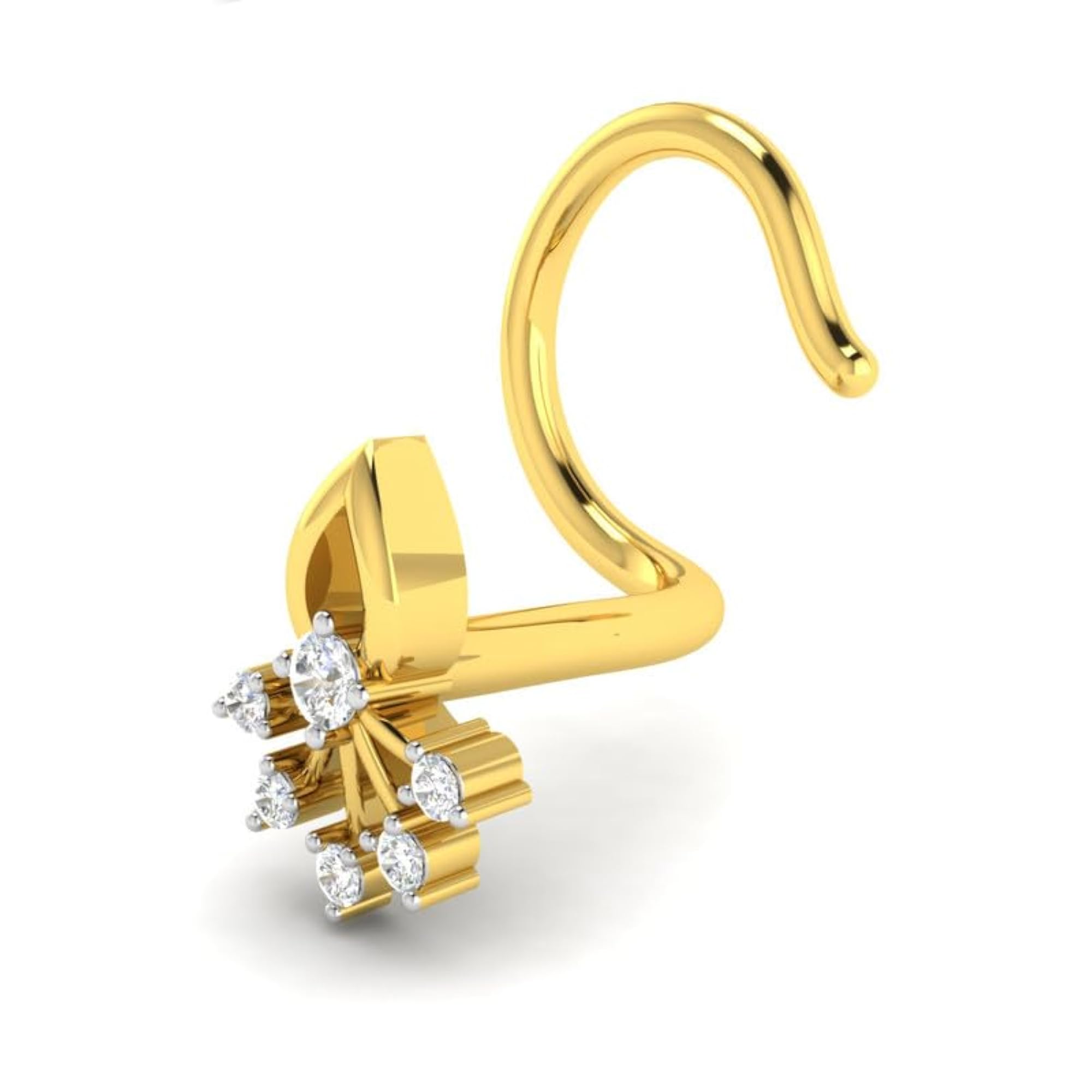 9K BIS Hallmarked Yellow Gold Stud Nosering, Elegant Design
