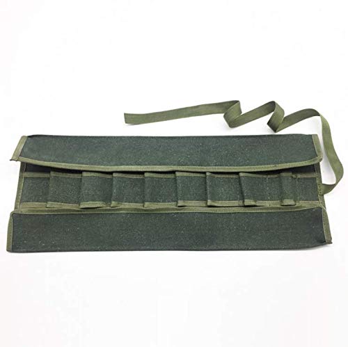 YUIP Bolsa de Rollo de Herramientas de Jardinería de Lona Bolsa de Embalaje Multifuncional para Bonsai 9 Bolsillos para Almacenar Herramientas de Jardinería Verde Cover