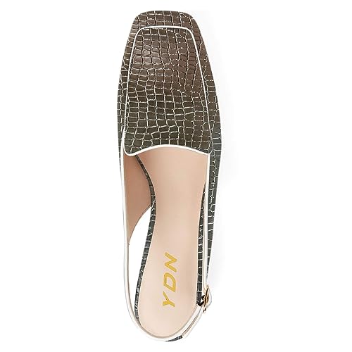 Image of YDN Women Closed Square Toe Block Low Heels Slingback Formal Loafer Dressy Shoes Office Lady Pump Size 4-15 US