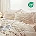 Luxudecor Beige Tufted Comforter Set Queen Size 3 Pieces Boho Shabby Chic Comforter Farmhouse Embroidery Bedding Set Soft Comforter for All Seasons (Beige, 90''x90'')