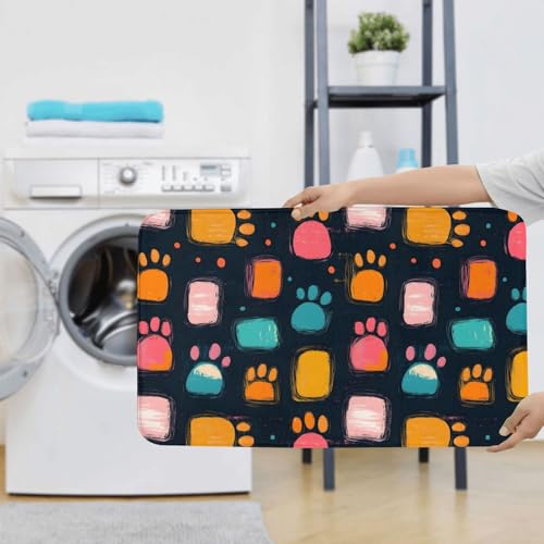 Tapis de bain absorbant antidérapant motif pattes lavable en forme de U