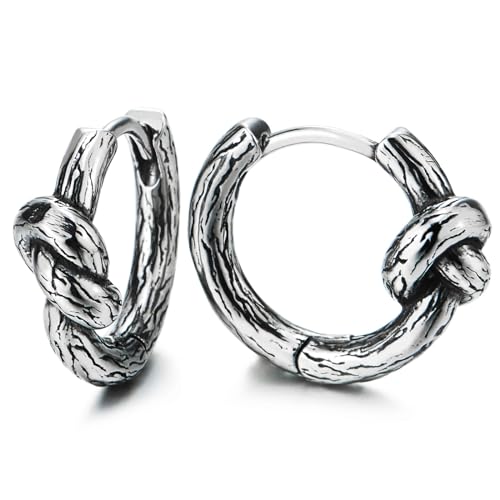 Pendientes náuticos de acero inoxidable con bisagras y diseño de nudo texturizado