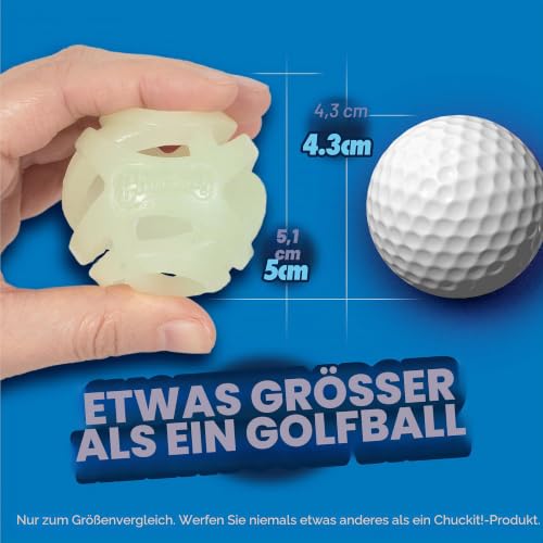 Chuckit! – Air Glow Ball – Phosphoreszierender Spielzug für Hunde – Erholungsball für – Der die Luftzirkulation für Hunde erleichtert – Kleine Größe – Durchmesser von 5 cm – Packung mit 2 Bällen