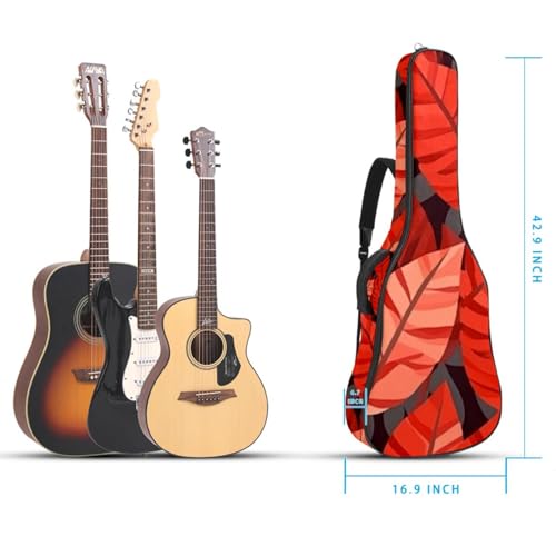 Housse guitare acoustique imperméable feuilles rouges protégeant des chocs