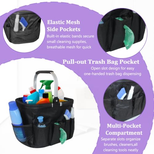 Image of 2026 Updated 24L Cleaning Caddy with Handle,10 Pocket Cleaning Basket,Black