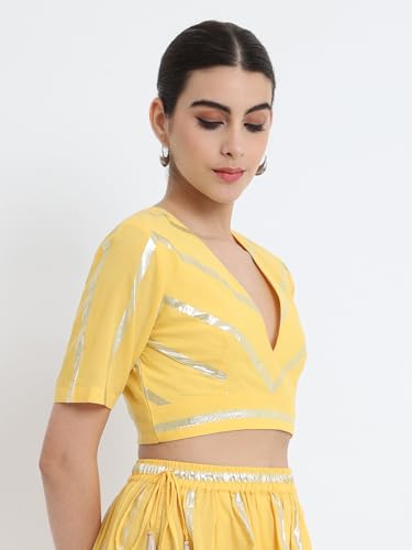 Image of Thevasa Women's Everyday Divine Depth V Neck Half Sleeves Blouse