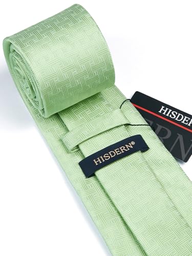 Image of HISDERN Mens Tie Set Classic Woven Ties and Pocket Square Cufflinks Set Formal Business Wedding Neckties Handkerchief