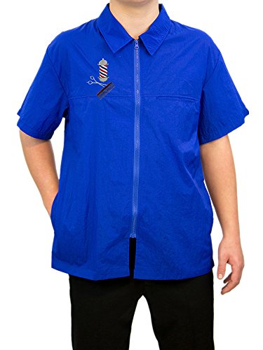 CHARLENE Classic Barber Zipper Jacket with Barber Pole Logo and