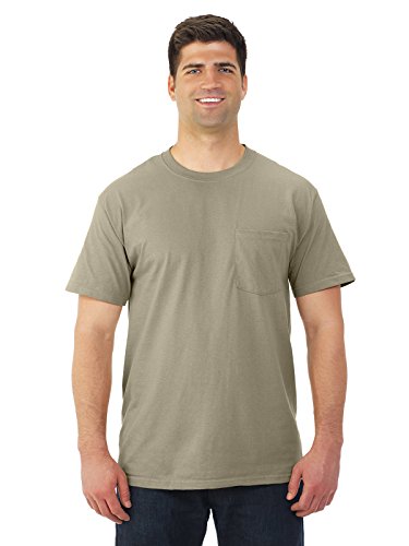 Fruit of the Loom Mens 5 oz. Heavy Cotton HD Pocket T-Shirt (3931P) -Khaki -M
